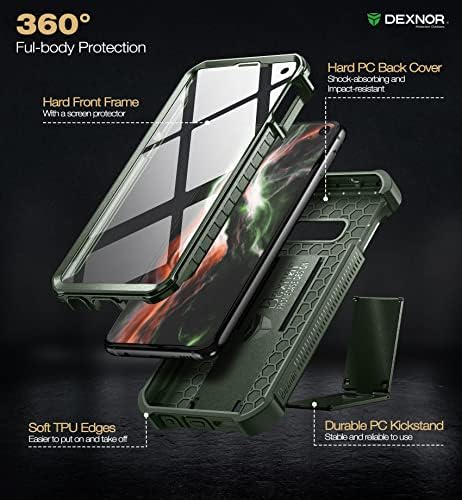 Samsung Galaxy S10e kılıf için Dexnor, [Dahili Ekran Koruyucu ve Kickstand] Samsung Galaxy S10e için Ağır Askeri Sınıf