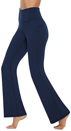 AFİTNE kadın Bootcut Yoga cepli pantolon, Yüksek Bel Egzersiz Bootleg Yoga Pantolon Karın Kontrol 4 Yollu Streç pantolon