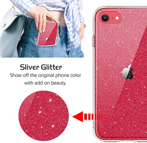 DOMAVER iPhone SE Durumda 2022/2020 iPhone 8 Durumda iPhone 7 Kılıfları Temizle Glitter Bling Darbeye Koruyucu Kapak