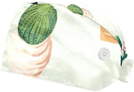 Düğme İle sevimli Kaktüs Desen Çalışma Kap, Kadınlar Erkekler İçin moda Kabarık Fırçalama Şapka, 2 Paket