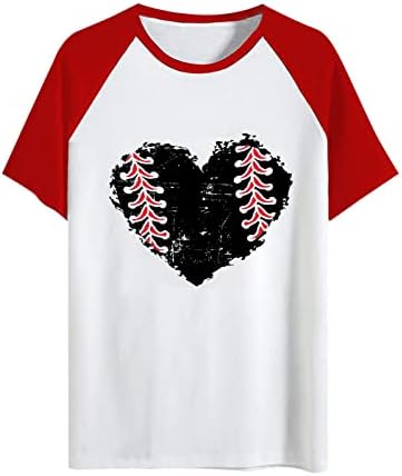 Kadın Beyzbol Üstleri anneler Günü Kalp Baskı T Shirt 2023 Yaz Casual Tee Tunik Bayan Kısa Kollu O-boyun Tee Gömlek