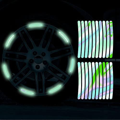 jeseny 20 PCS Araba Tekerlek Dekoratif Şerit Çıkartmalar, Yansıtıcı Gece Güvenlik Uyarı Anti-Çarpışma Sticker, 3.9