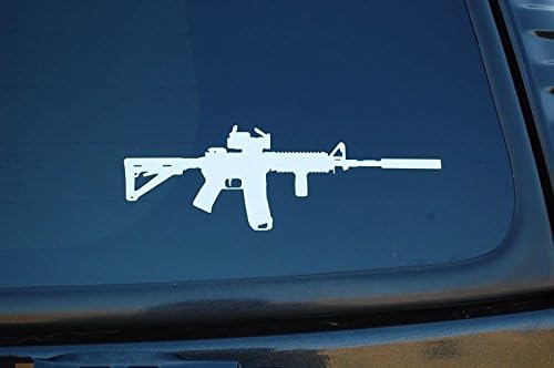 AR15 M4 Gun Sticker Vinil Çıkartması Boyut ve Renk Seçin!! Saldırı Tüfeği (V372) (6, Beyaz)