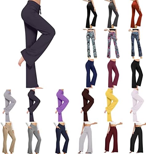 RYDCOT Yoga Pantolon Kadın Flare Cepler İle Yüksek Belli V Crossover Bootcut Yoga Pantolon Egzersiz Egzersiz Rahat