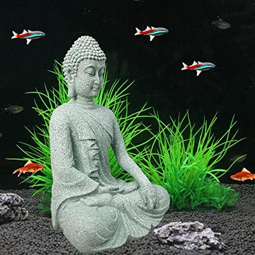 livelyfish Japon Akvaryum Buda Heykeli Büyük Meditasyon Buda Heykelcik Balık Tankı Buda Asya Zen Süsler Kumtaşı Sualtı