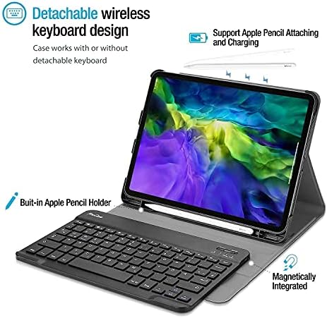 ProCase iPad Pro 11 2020 2018 Temperli Cam Ekran Koruyucu Paketi ile iPad Pro 11 2020 2018 Klavye Durumda