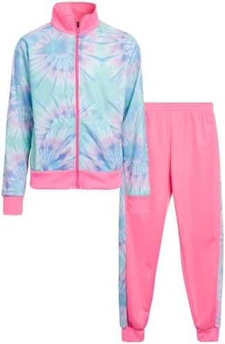 Melek Yüzlü Kız Çocuk Eşofman Takımı - 2 Parça Batik Triko Fermuarlı Sweatshirt ve Joggers (7-12)