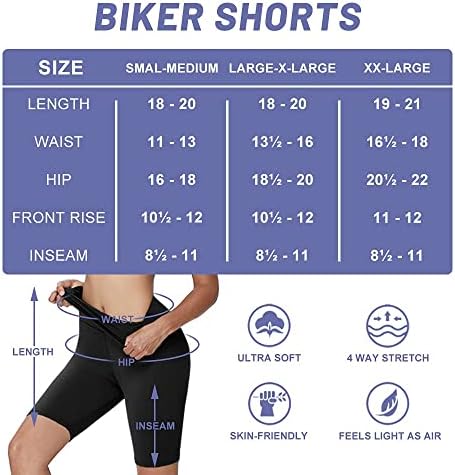 YOLIX 3 Paket Tereyağlı Yumuşak Biker Şort Kadınlar için-8 Yüksek Belli Yoga Egzersiz Atletik Spor Şort