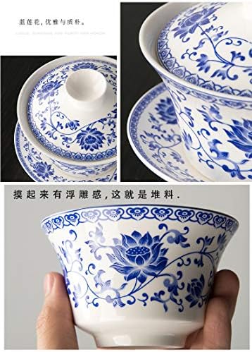 Çin Porselen Çay Fincanı 6.7 oz Gaiwan Çiçek Kasesi Gelenek Sancai Kapak Kase Dudak Fincan Tabağı çay seti Gevşek