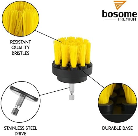 BOSOME Premium Matkap Fırçası 4'lü Set-Temizleme Kiti-4 Fırça Tasarımı-Banyo, Mutfak, Tuvalet, Fayans, Harç, Zemin,