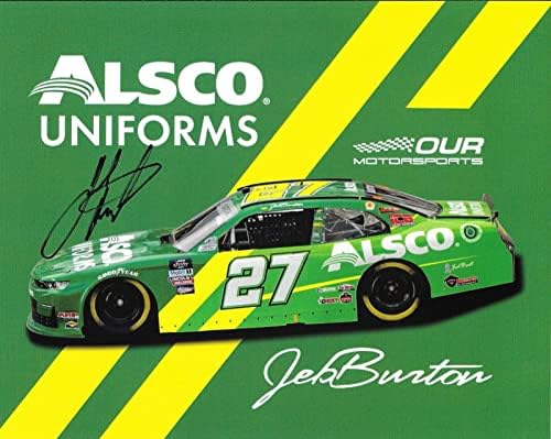 2022 Jeb Burton Alsco Üniformaları NASCAR İmzalı 8x10 Kahraman Kartı Kartpostal İmzalı NASCAR Fotoğrafları