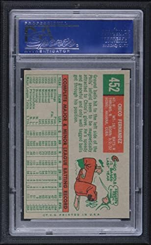 1959 Topps 452 Chico Fernandez Philadelphia Phillies (Beyzbol Kartı) PSA PSA 8.00 Phillies