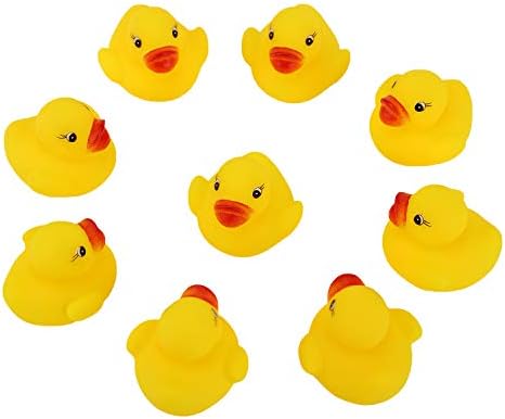 SAVİTA 50 adet Kauçuk Ördek Banyo Oyuncak Çocuklar için, Şamandıra ve Gıcırtı Mini Küçük Sarı Ördekler Küvet Oyuncaklar