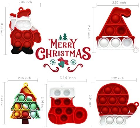 Noel Pop stres oyuncakları, İtme Pop Kabarcık Duyusal Noel Baba Noel Ağacı Noel Şapka Noel Eldiven Fidget Oyuncak