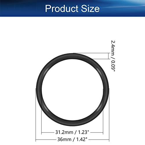 Bettomshın 10 Adet Nitril Kauçuk O-Ringler, 36mm OD 31.2 mm ID 2.4 mm Genişlik, metrik Buna-Nitril Sızdırmazlık Contası