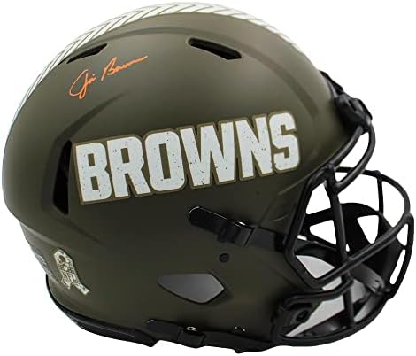 Jim Brown, NFL Kaskına Hizmet Etmek için Cleveland Browns Speed Otantik Selamını İmzaladı – Turuncu Mürekkep İmzalı
