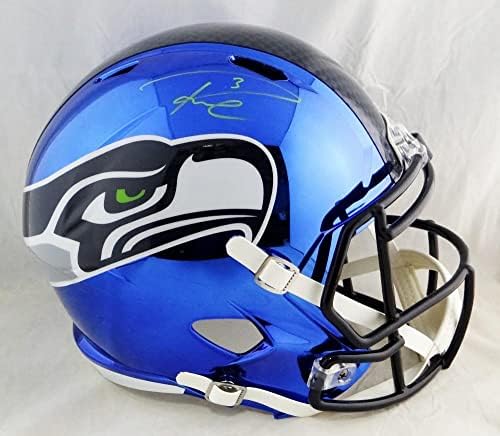 Russell Wilson İmzalı Seahawks F / S Krom Hız Kaskı-Wilson Hologramı * Yeşil İmzalı NFL Kaskları