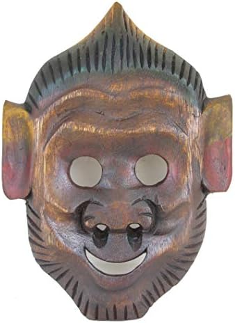 Ahşap Tribal Maske Heykel-Afrika Tarzı Tiki Maske Duvar sanat dekoru-El Oyma Bar Man Cave Accent (Maymun Sihirli)