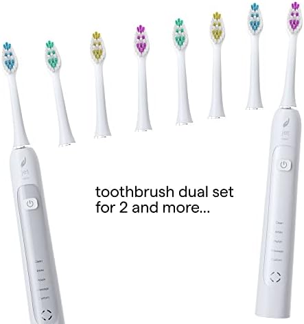 Acteh Sonic Elektrikli Diş Fırçası Çift Set 5 Modları Akıllı Zamanlayıcı Uzun Ömürlü Pil 2-Diş Fırçası Kolu Seti (Beyaz)