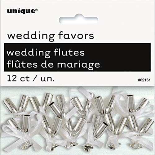 Mini Gümüş Şampanya Flüt Düğün Favor Charms, 12ct
