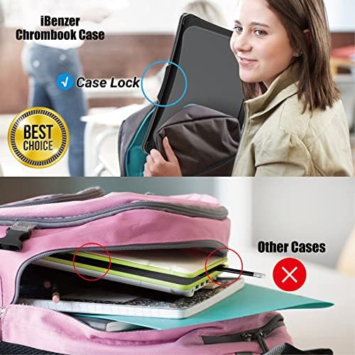 IBENZER Hexpact Ağır vaka 11.6 Acer Chromebook 311 C722, koruyucu Kapak için Ekran Kilidi ile K-12 Öğrenciler, siyah,