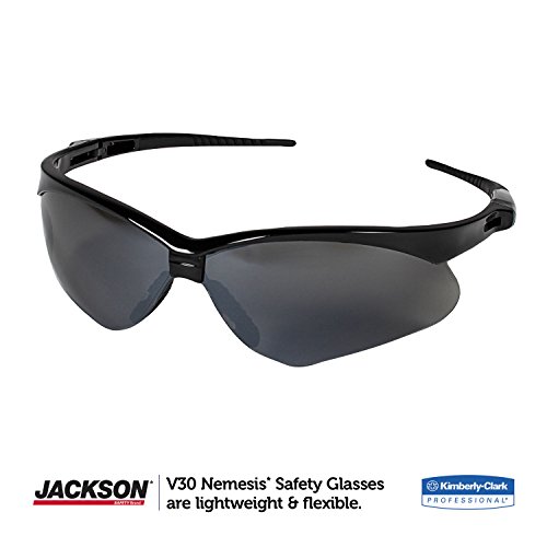 Jackson Güvenlik V30 Nemesis Duman Ayna Lens Güvenlik Gözlükleri Siyah Çerçeve ile