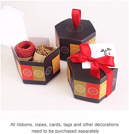 50 adet Vintage yaratıcı altıgen küçük şeker kutusu ambalaj katlanır Yeni Yıl Günü tatil parti hediye kutusu 3.4 x
