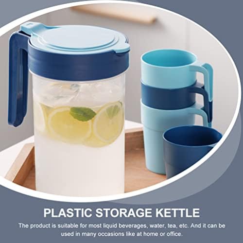 Hemoton Cam Sürahi Cam Sürahi Cam Çaydanlık 1 Takım Kapaklı Büyük Plastik Sürahi Sıcak Soğuk Su İçecek Kavanozu için