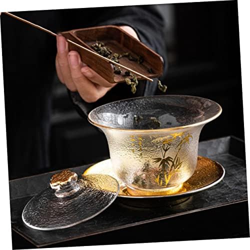 Angoily 1 Set Dekor için Ev Kungfu Çay Kase Çay Demleme Fincan Şeffaf Cam çay fincanları çay kapaklı bardak Çin Tabağı