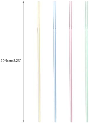 300 Adet Esnek Renkli Tek Kullanımlık Plastik İçme Bükülebilir Payet, 7.75 Yüksek Çeşitli Renkler Çizgili