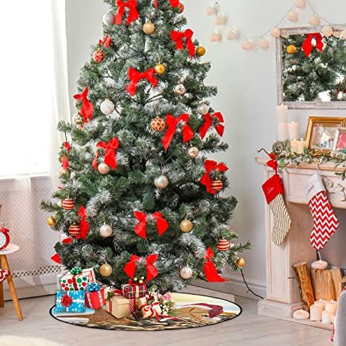 visesunny Noel Ağacı Mat Denizyıldızı Kırmızı Santa Şapka Sahil Ağacı Standı Mat Zemin Koruyucu Emici Ağacı Standı