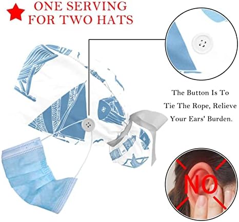 2 Adet Kabarık Kap Düğmesi At Kuyruğu Kılıfı, Pamuk Çalışma Şapka Ter Bandı, Ayarlanabilir Cerrahi Kapaklar Sandalye