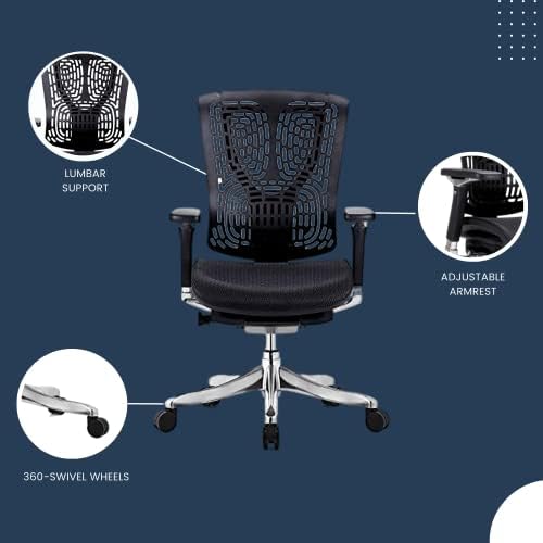 GM Oturma Ergobilt Yüksek Sırtlı Ergonomik Ofis Koltuğu-Bel Destekli ve Ayarlanabilir Kol Dayamalı Geniş Fileli Sandalye-Yüksekliği