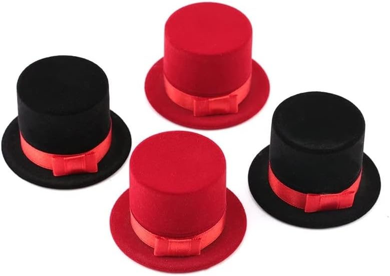 Kırmızı Siyah silindir şapka Mücevher Kutusu Kadife alyans kolye kutusu Ekran Kutusu Hediye Konteyner Durumda Takı