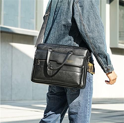 Kalın Evrak Çantası İş PU deri omuz askılı postacı çantaları Ofis Çanta laptop çantası (Renk: B, Boyut: şekilde gösterildiği