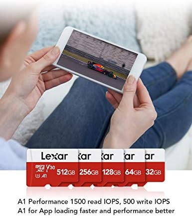 Lexar 64 GB Micro SD Kart, microSDXC UHS - I Flash Bellek Kartı Adaptörü-100 mb / s'ye kadar, A1, U3, Class10, V30,