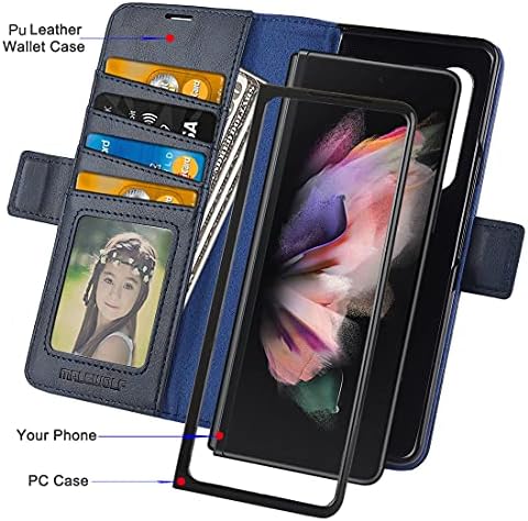 MALEWOLF Samsung Galaxy Z Kat 3 Kılıf ile Uyumlu S kalemlik, PU Deri Flip cüzdan Kılıf Kart Sahipleri ile RFID Engelleme