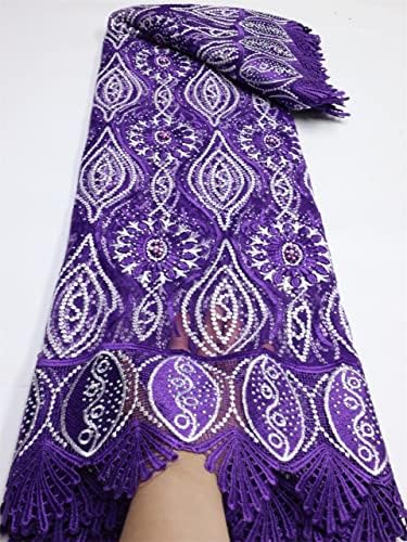 ZYZMH Ağır Boncuklu Dantel Kumaş İşlemeli Örgü Kumaş Parti Elbise için (Renk: C, Boyut: 5 Yard)