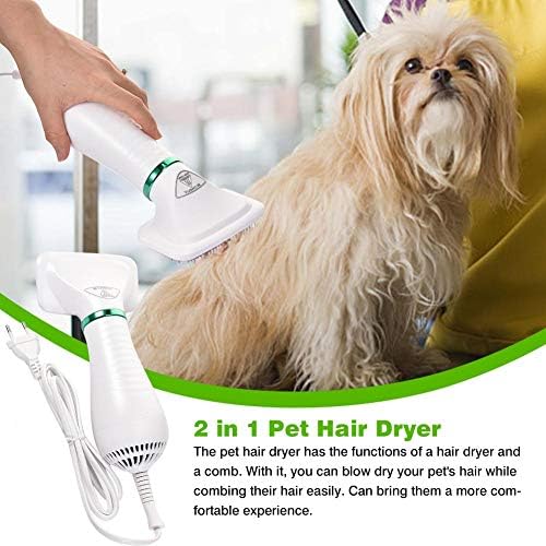 QıaoY Pet Kurutma Saç bakım tarağı 2 in 1 Güçlü Dayanıklı Düşük Sıcaklık ve Gürültü Köpek Saç Kurutma Makinesi Kürk