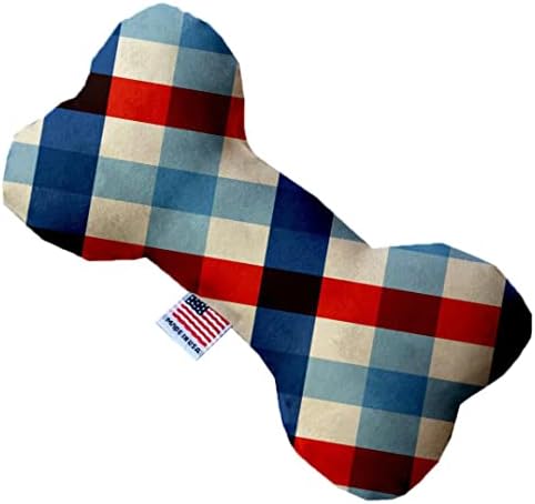 Mirage ev hayvanı ürünü Vatansever Ekose 6 inç Tuval Kemik Köpek Oyuncak