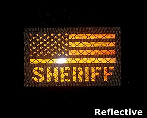 2x3. 5 Yansıtıcı Şerif Yama ABD Amerikan Bayrağı Şapka Taktik Kapaklar Kolluk Tac Yelek ve Çanta Kanca Bağlantı Elemanı