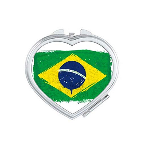 El-boyalı Brezilya bayrağı Brezilya ayna seyahat büyütme taşınabilir el cep makyaj