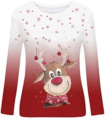 Kadınlar için kazak Tişörtü Kukuletası Boyun Merry Christmas T Shirt Gömme Artı Boyutu Kadınlar için Activewear Tops