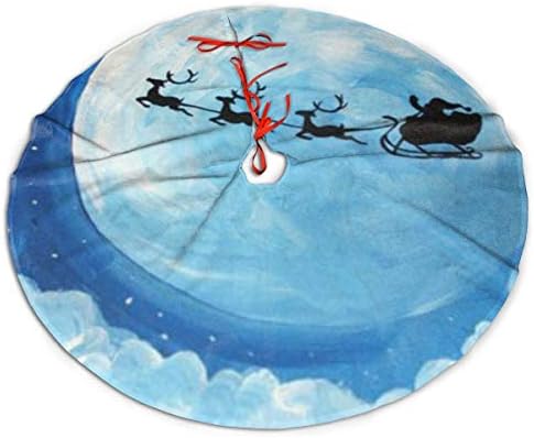 LVeShop Noel Baba ve Geyik Ay Noel Ağacı Etek Lüks Yuvarlak Kapalı dış mekan matı Rustik Noel Ağacı Tatil Süslemeleri（30/36/48