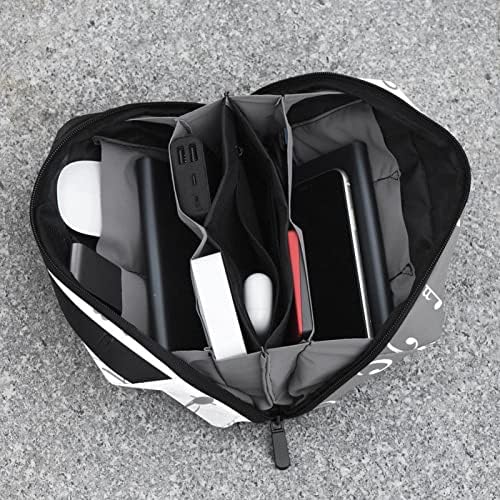 Taşıma çantası Seyahat kılıf çanta USB kablo düzenleyici Cep Aksesuar Fermuar Cüzdan, Müzik Notaları Müzik Sanat Gri