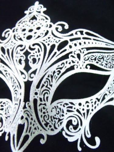Beyaz Glitter Lazer kesim Metal Venedik Maskeli Balo Maskesi