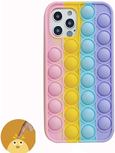 Goldildh İtme Kabarcık Fidget Telefon Kılıfı için iPhone 12 Pro Max, Silikon Kabarcık Duyusal Fidget Oyuncak, Kız