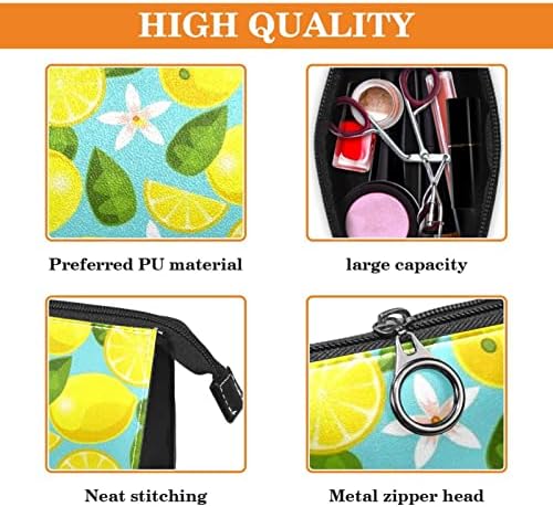 TBOUOBT Makyaj Çantası Seyahat kozmetik çantası Kılıfı Çanta fermuarlı çanta, Karikatür Meyve Limon Çiçeği