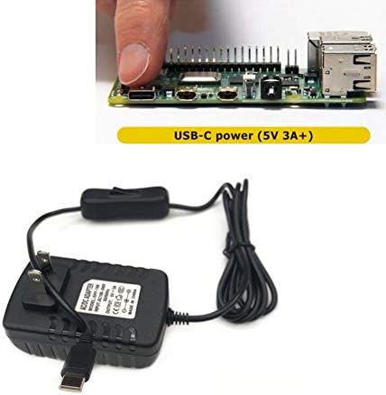 Treedıx 5V 3A AC Adaptör Şarj Güç Kaynağı ile ON / Off Anahtarı USB Tip-C Arayüzü ile Uyumlu Ahududu Pi 4B