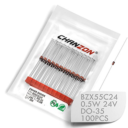 (100 Parça paketi) Chanzon BZX55C24 (1N5252B) Zener Diyot 0.5 W 24 V DO-35 (DO-204AH) Eksenel Diyotlar 0.5 Watt 24